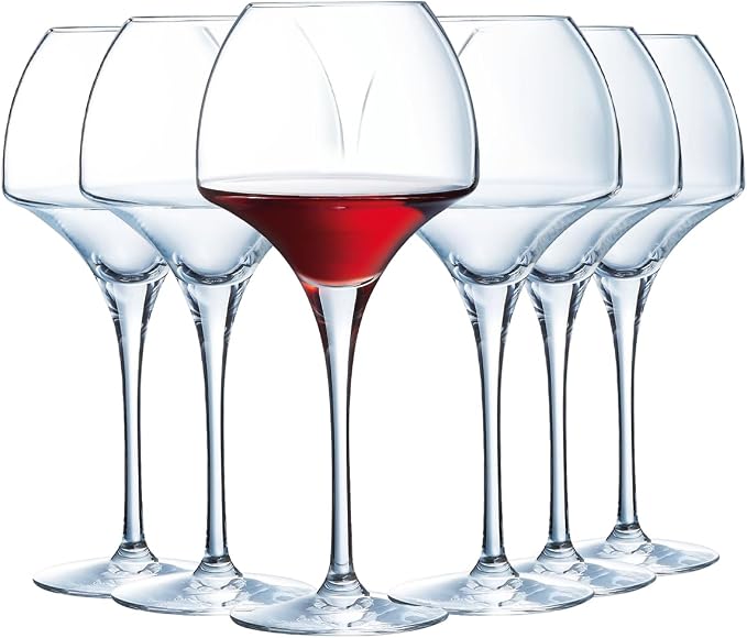 Chef & Sommelier - Open Up Collection - 6 crystal wine glasses 47cl - Soft - Modern and Elegant - Made in France - Reinforced packaging - Transparent | Krysta Crystalline Ultra-Resistant Stemmed Glass for Tasting, Dishwasher Safe, Made in France by Chef+%26+Sommelier