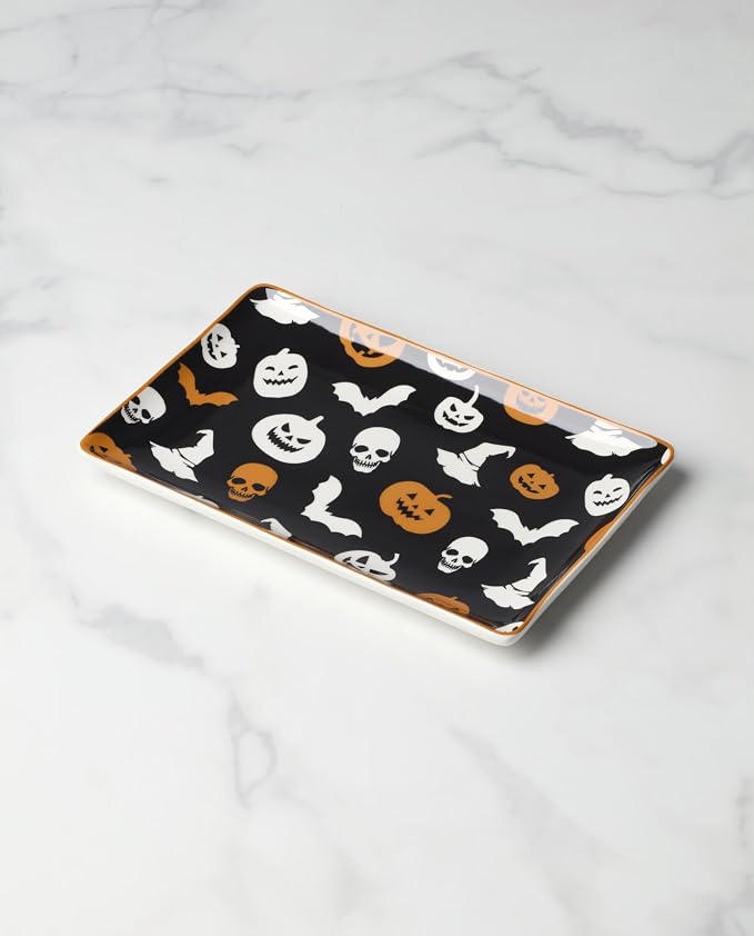 Oneida Vintro Halloween Porcelain Serving Tray | dishwasher safe | 9.75 x 6.25 inch | halloween party entertaining, food tray, halloween kitchen decor - Image 2