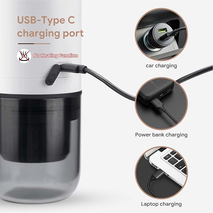 Portable Espresso Coffee Maker 4-in-1 Compatible with NES and DG Capsules and Ground Coffee Cordless 17Bar Rechargeable Electric Machine with 2600mAh Battery for Home Car Travel - Image 7