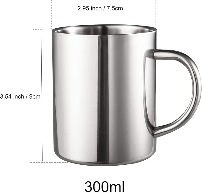 IMEEA Small Coffee Mug 10oz Double Wall Stainless Steel Cups, Set of 2 - Image 2