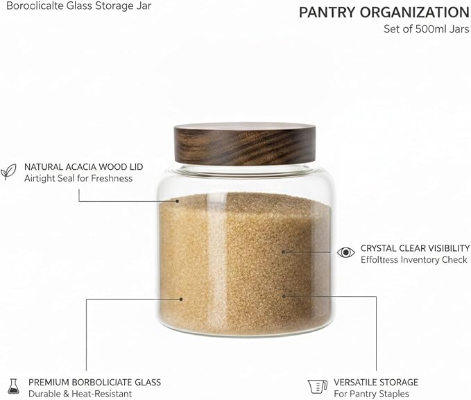Store Dry Pantry Staples in This Borosilicate Glass Jar with Acacia Wood Lid - Image 5