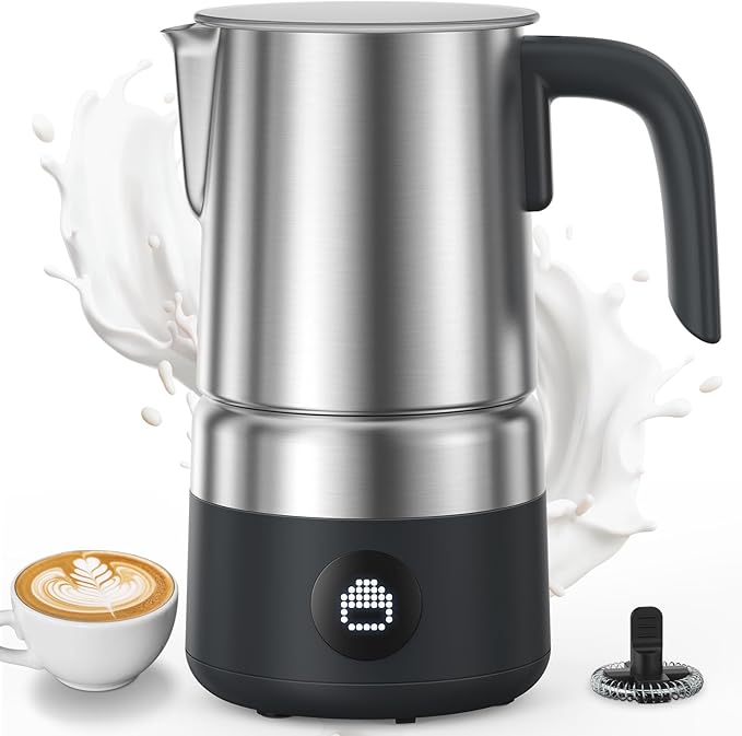8-in-1 Milk Frother and Steamer 600W, AMZCHEF 17oz/500ml Detachable Frother for Coffee, Automatic Warm and Cold Foam Maker, Hot Chocolate Maker, Dishwasher Safe, LED Display