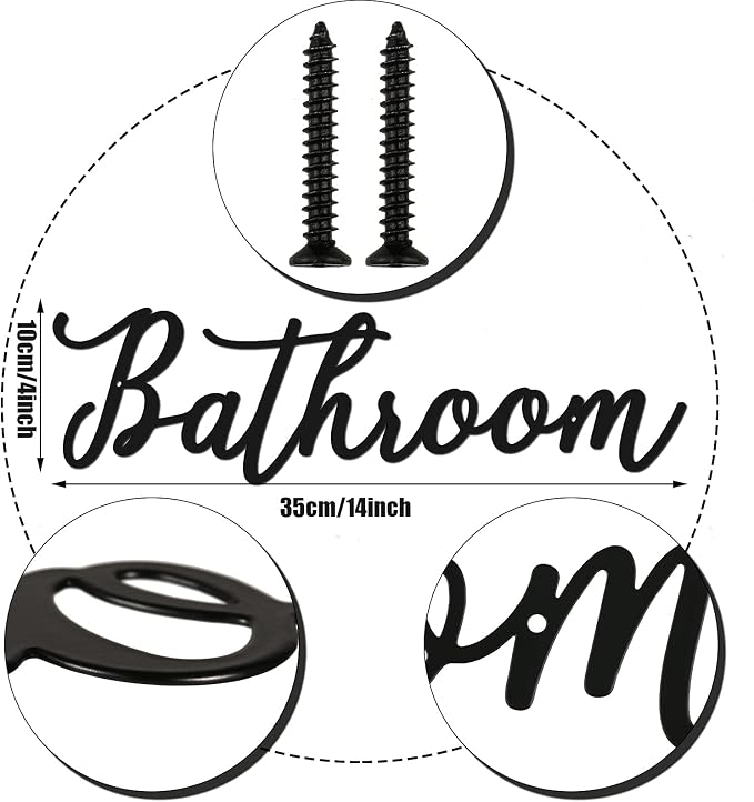Jetec Bathroom Decor Sign, Vintage Metal Bathroom Sign Wall Decor Farmhouse Door Art Vintage Room Wall Art with Black Letter - Image 4