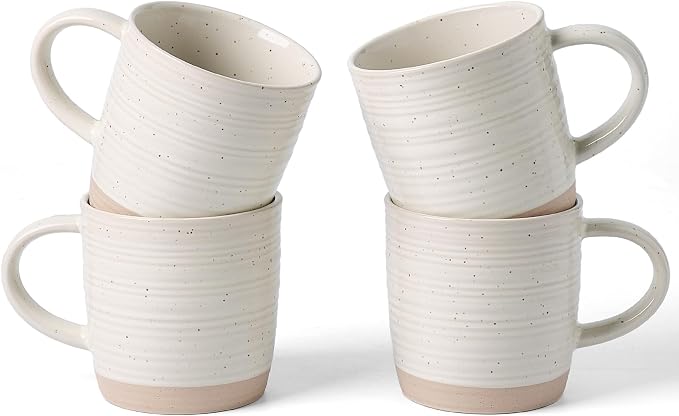 famiware Coffee Mugs Set of 4, 13 oz Mug Set, Ceramic Cup Set with Handle for Coffee, Tea, Cocoa, Milk, Constellation Series, Cream by Famiware