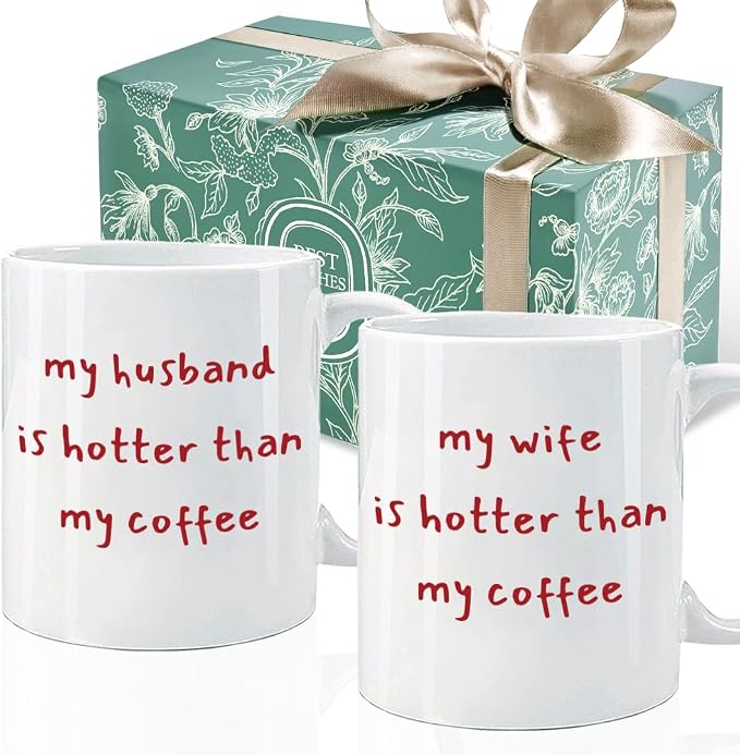 Funny Husband & Wife Coffee Mugs Set 11oz, Couple Gifts for Husband & Wife | Novelty Wedding Anniversary Mug Gift for Couple Him Her, Mr & Mrs Gifts by Unknown