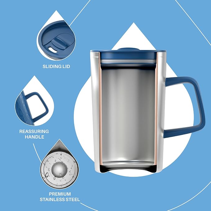 Ideus 16 oz Insulated Stainless Steel Coffee Mug with Lid, Leopard Blue | Perfect for home, office, or daily use| Easy to clean wide mouth| Sweat-proof| On the go - Image 3