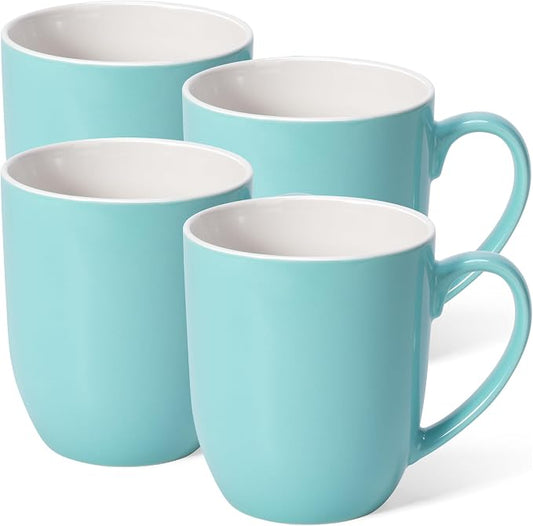 Urbanstrive 16 oz Large Coffee Mugs Set of 4 Ceramic Coffee Mug White Coffee Cups Tea Cups Idea Gift for Women Men House Warming Gifts New Home Office, Blue 4 Pack by Urbanstrive