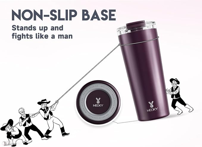 Meoky 24 oz Insulated Travel Coffee Mug: Leak Proof Lid, Plum | Stainless Steel Coffee Tumbler, Keeps Hot for 8 Hours or Cold for 24 Hours, Fits in Car Cup Holder, BPA Free - Image 8