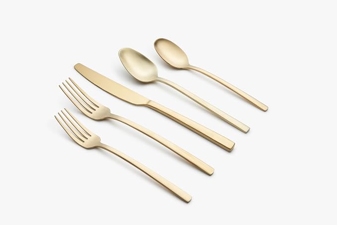 Cambridge Silversmiths Beacon Flatware Set, 18/0 Stainless Steel, Dishwasher Safe, Flatware Collection, Gold Satin, 16-Piece, Service for 4 - Image 3
