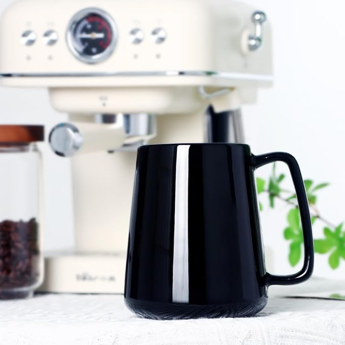 24 OZ Large Coffee Mug, Nice Ceramic Tea Cup with Big Handle for Dad Men Women, Unique Style For Any Kitchen, Black - Image 5
