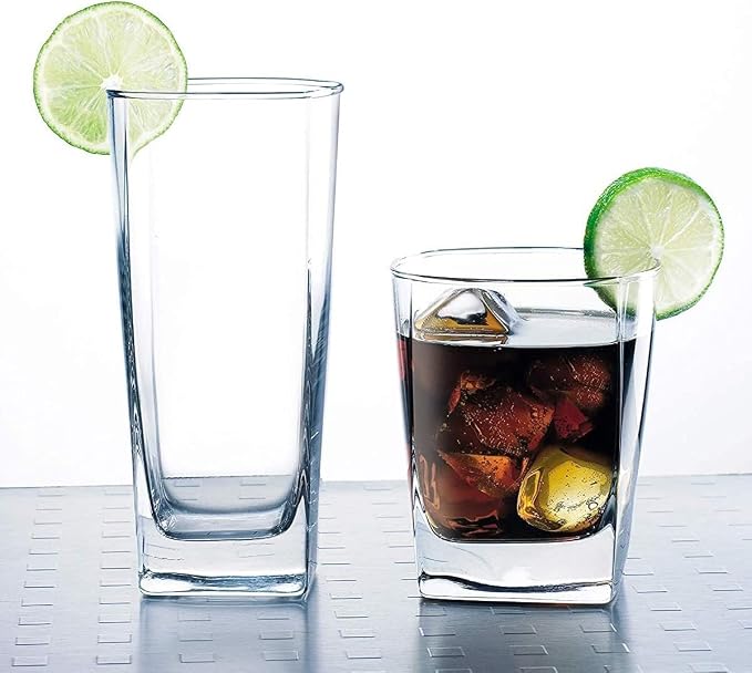Le'raze Collins Everyday Drinking Glasses Set of 16 Drinkware Kitchen Glasses for Cocktail, Iced Coffee, Beer, Ice Tea, Wine, Whiskey, Water, 8 Tall Highball Glass Cups & 8 Short Old Fashioned. - Image 8
