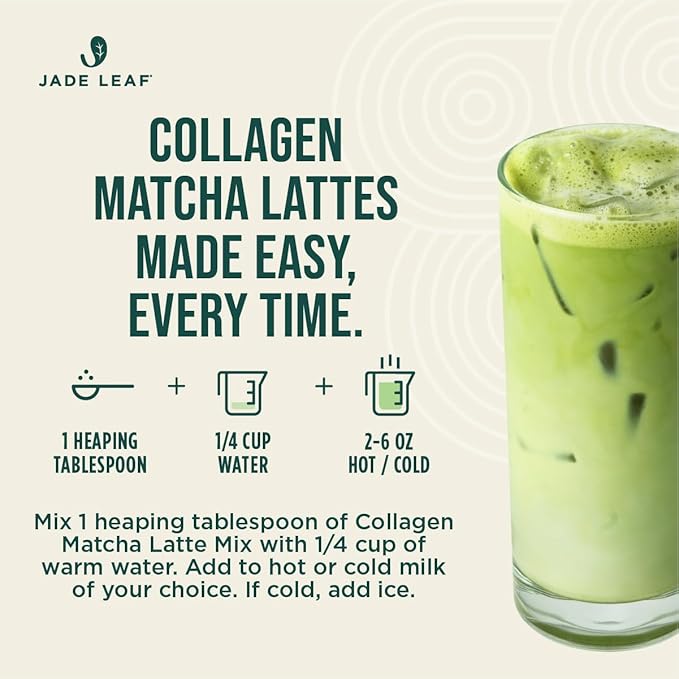 Jade Leaf Matcha Organic Premium Ceremonial Grade Matcha Green Tea Powder - Japanese - Culinary, Ingredient, Ceremonial Barista Teahouse, Latte, Collagen, 5.3 Ounce (Pack of 1), Sugar Free Collagen Matcha Latte