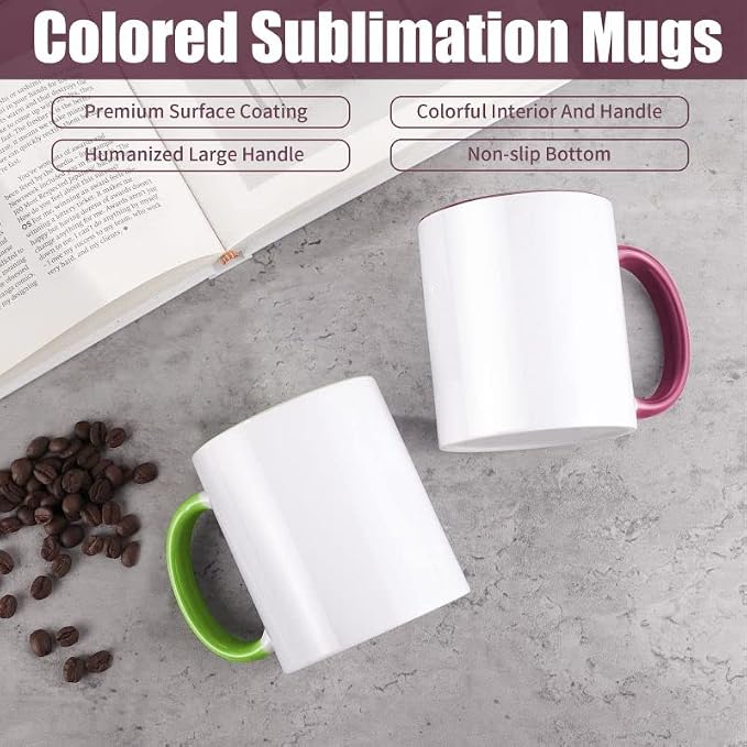 TANGLONG 12PCS Sublimation Mugs-6 Assorted Colors 11oz ceramic cup for gift | Heat Sensitive Coffee Mugs,Tazas Magicas Para Sublimacion Set,Color Changing,homemade gifts,summer, casual, beach, party - Image 2
