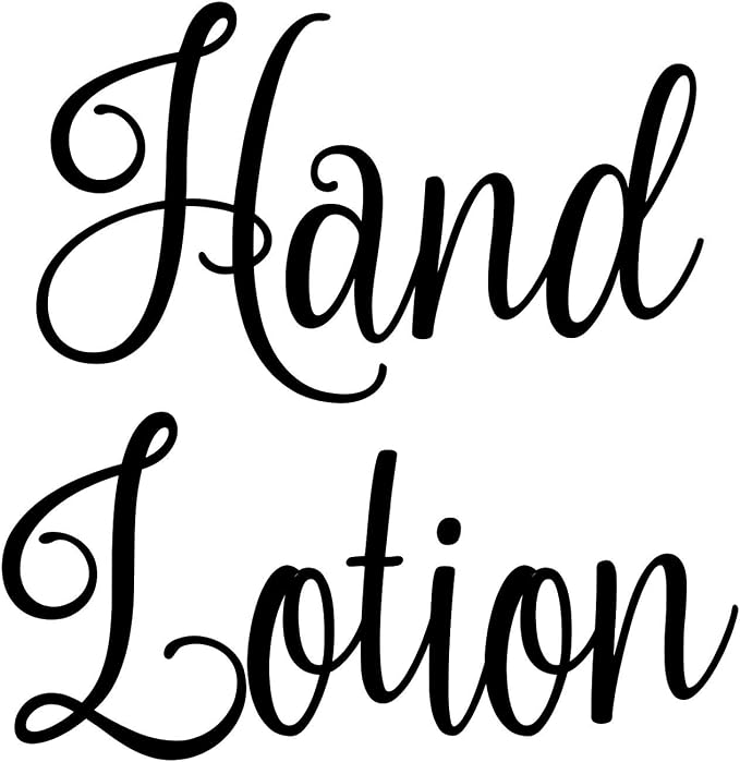 Hand Lotion 4w x 4.25h Label | Bathroom Organization | Die Cut Vinyl Decal | Black Fancy Font (Sticker Only) by MinglewoodTrading