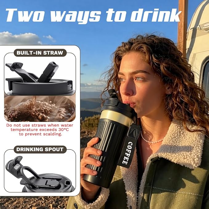 Vacuum Insulated Stainless Steel Travel Coffee Mug,Leak Proof Cup with Lid | 304 stainless steel mug with vacuum insulation, leak proof lid, silicone grip and car cup holder friendly design - Image 4