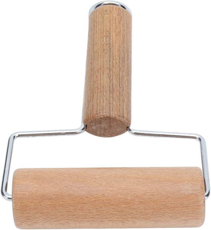 Rolling Pin, Beech Wood and Stainless Steel Dough Roller, Smooth Polished Surface, 160g Pastry Tool for Pizza Cake Bread Cookie Baking Home Kitchen Bakers - Image 3