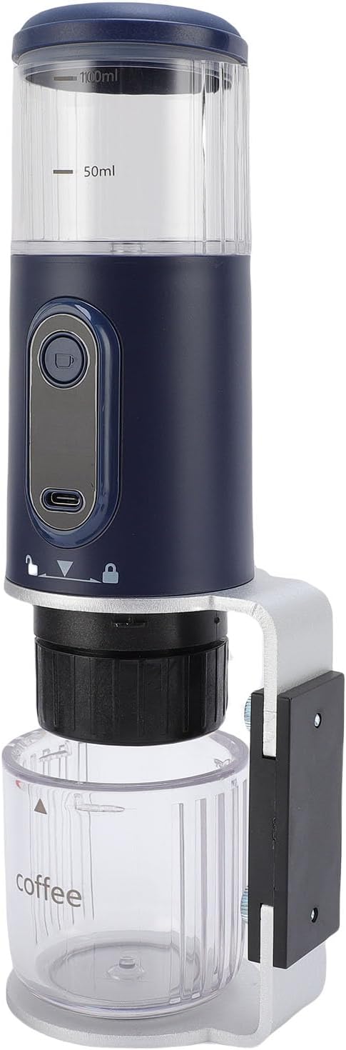 GOTOTOP Portable Coffee Machine, ABS Travel Coffee Maker with 2500mAh Rechargeable Battery, Capsule and Ground Compatible, 100ml for Camping Hiking Car Office (Navy Blue) - Image 2