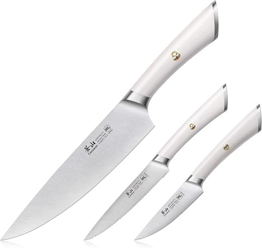 Cangshan ELBERT Series German Steel Forged Starter Knife Sets (White, 3-Piece)