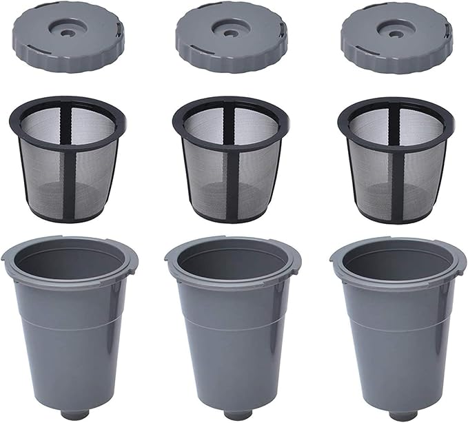 Reusable Coffee Filter Compatible with Keurigg My K Cup B30 B40 B50 B60 B70 K10 MINI Plus K15 K40/45 K55 K60/65 K70/75/79 Series 5048 Old Mode Grey by Podoy (3 Pack)