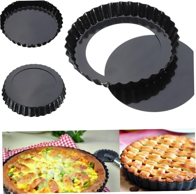 SOLUSTRE 2pcs Non-stick Baking Tray Circle Tart Pans for Home Baking for Pies Quiches and Cheesecakes Beautiful Coating - Image 5