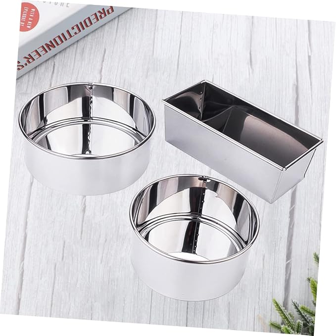 SHOWERORO 3pcs Stainless Steel Cake Mold Round Rectangle Molds for Baking Diy Chocolate Making Kitchen Bakeware for Home Use for Small Cakes Muffins - Image 5