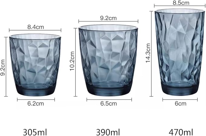 drinking glassware Colored Diamond Embossed Drinking Glasses(Blue,Medium) - Image 2