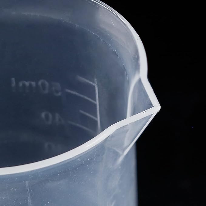 Waziaqoc 50ml/1.7oz Plastic Graduated Beaker (6 Pack), Transparent PP Measuring Cup Mixing Cup for Kitchen Lab
