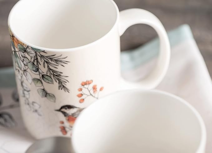 Maison d' Hermine Coffee Mug with Handles Tea Cups (15 Ounce, Pack of 2) | Fine Bone China Coffee Mugs for Hot Beverages Cappuccino Latte Home Restaurant Hotel Spring Summer -Whitish Shabby Chique - Image 8