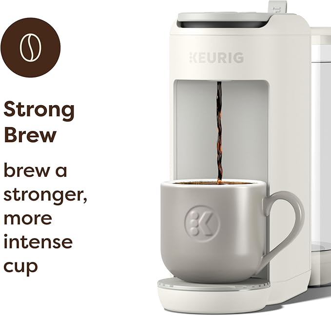 Keurig K-Mini Mate Plus Single-Serve K-Cup Pod Coffee Maker, Compact, 3 Cup Sizes, Brew Over Ice and Strong Button Features, 50 oz Removable Reservoir, Warm Stone - Image 4