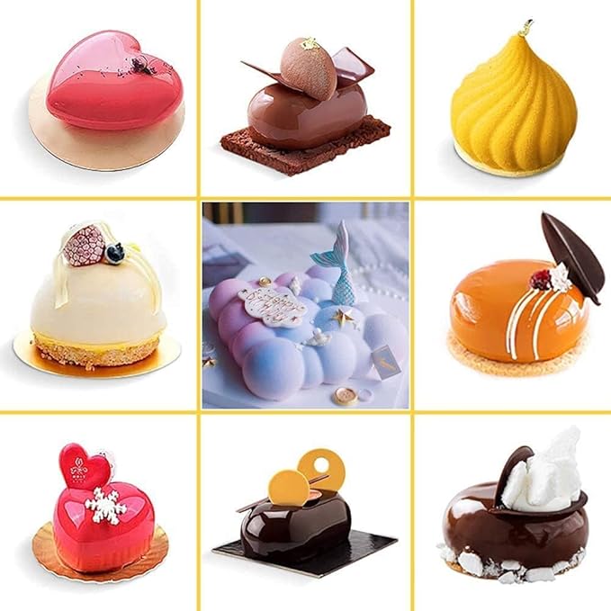 3D Cloud Shape Silicone Baking Mold for Mousse Cake, French Dessert Mold for Pastry Chocolate, Reusable Non-Stick Easy Release (6-Cavity)