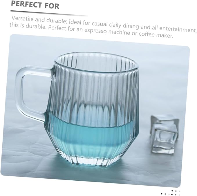 COHEALI 6pcs Clear Glass Coffee Mugs with Handles Transparent Tea Cups Heat Resistant Microwave Safe for Hot Cold Beverages Coffee Latte Espresso Cappuccino