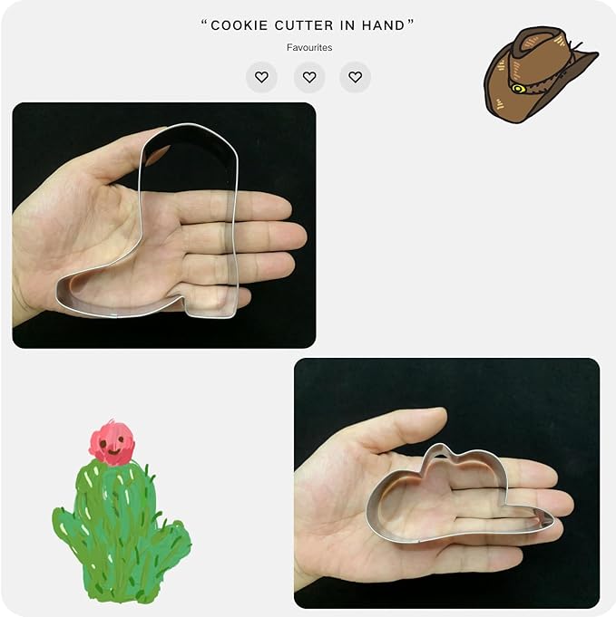 Cowboy Cowgirl Cookie Cutter Set-2 Piece-Cowboy Cowgirl Boot and Hat-Diswasher Safe-Cookie Cutters Shapes for Baby Shower Birthday Baking