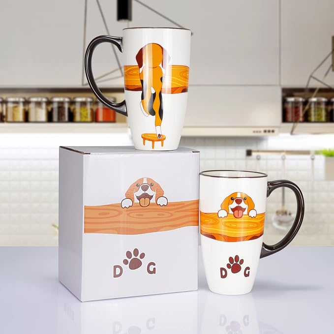 Ceramic Coffee Mug Porcelain Novelty Dog Mug for Dog Lover 20 oz Large Tea Mugs Birthday Gifts for Women Men Mom Dad Kids Teacher and Best Friends Give for Christmas Housewarming Holiday White - Image 3