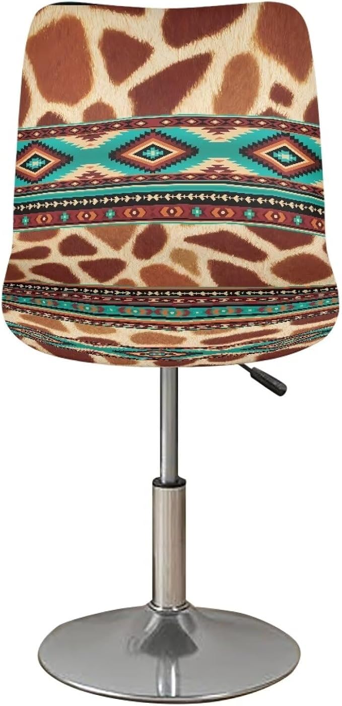 Aztec Cow Bar Stool Seat Covers, Washable Removable Bar Stool Chair Covers Counter Height Chairs Covers Swivel Barstool Covers Daily Decor - Image 2