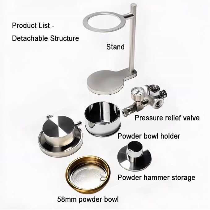Pneumatic Espresso Machine, Portable Stainless Steel Coffee Maker with Pressure Gauge & Relief Valve for Home, Camping - Image 4
