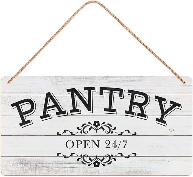 Pantry Sign Rustic Wall Art Print Wooden Signs Funny Home Decor Vintage Poster Retro Hanging Plaque for Farmhouse Kitchen Cafe Bar Grocery Coffee Corner 10x5 Inch (Retro Gray White Wood Grain) by ArtSignsHomeDecor