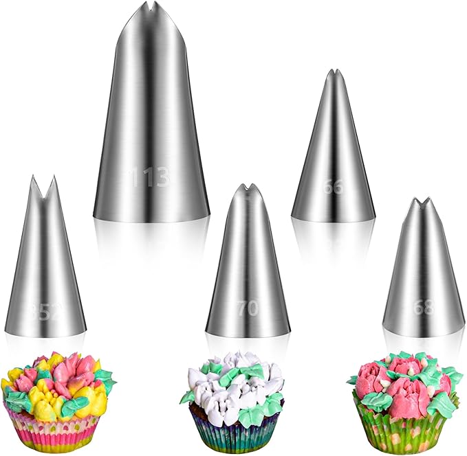 5 PCS Leaf Piping Tips, Cake Decorating Supplies Piping Tips, Piping Nozzles Decorating Tips, Baking Tools For Buttercream, Icing, Birthday Cake, Cupcake, DIY Art
