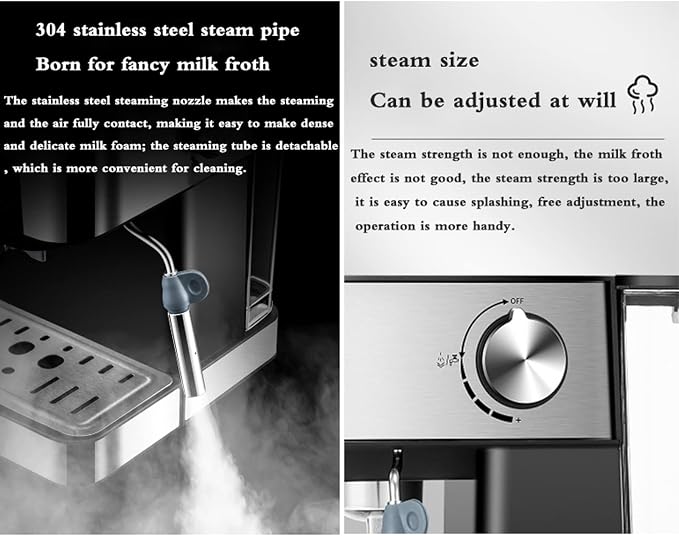 20 Bar Pump Espresso And Cappuccino Machine Italian Coffee Machine Household Small Semi-Automatic High Pressure Steam Milk - Image 2