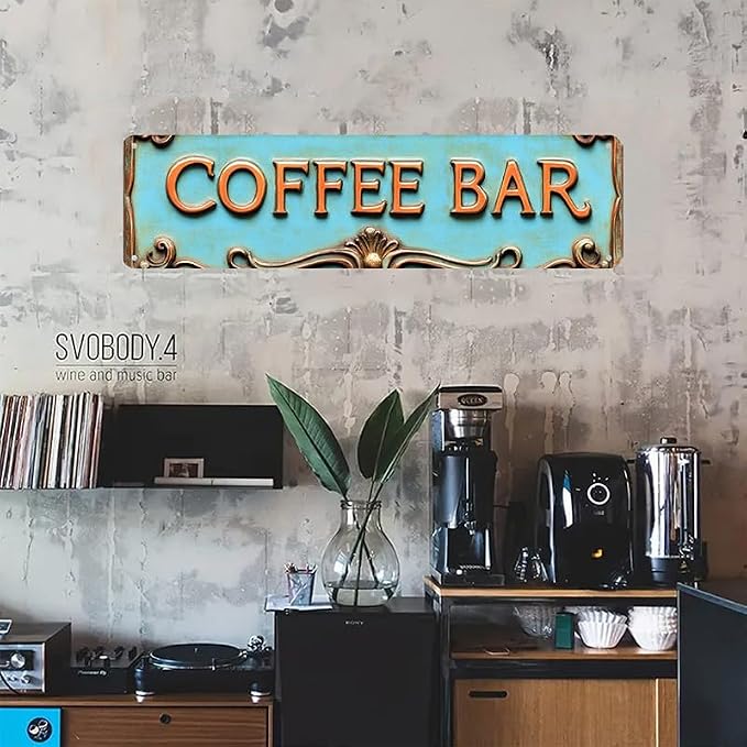 Bar Sign Bar Gifts Vintage Metal Wall Decor Sign"COFFEE BAR" Street Sign Funny Man Cave Decor Accessories for Home, Bar, Bathroom, Bedroom Unique Retro Tin Signs for Outdoor 4 X 16 inches - Image 3