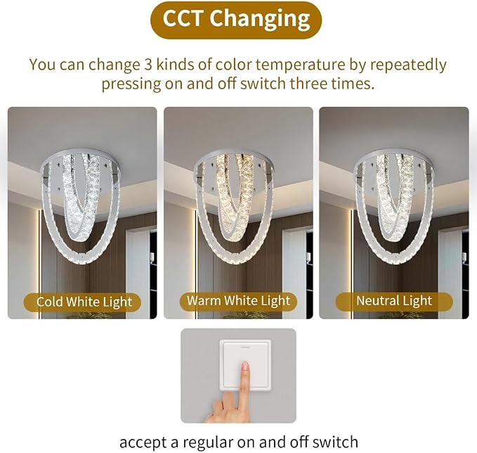 Modern Crystal Ceiling Light Chandelier, Flush Mount Lighting Fixture Pendant Ceiling Lamp Light for Living Room Bedroom Dining Room Hallway - Image 4