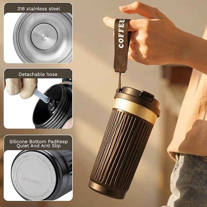 Vacuum Insulated Stainless Steel Travel Coffee Mug,Leak Proof Cup with Lid | 304 stainless steel mug with vacuum insulation, leak proof lid, silicone grip and car cup holder friendly design - Image 2