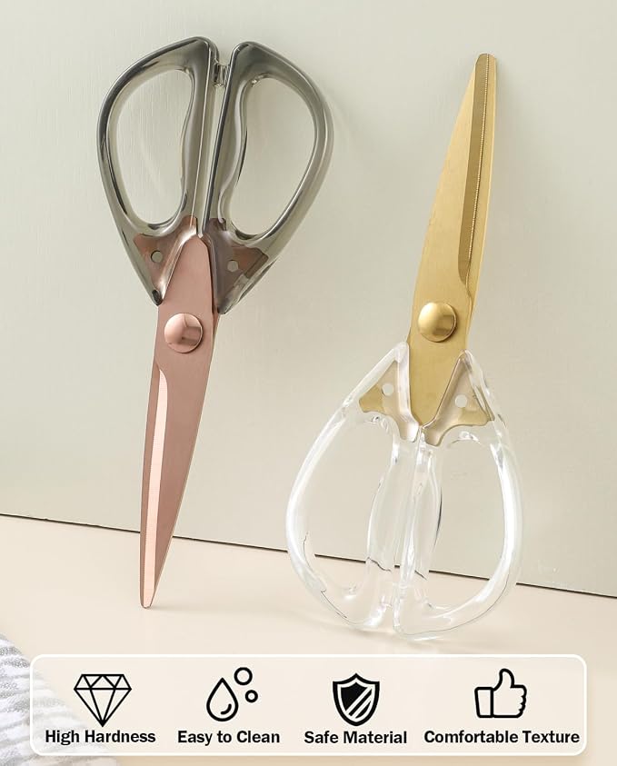 Kitchen Shears Scissors&Sharp Scissors, ARCHIKING 8.0inch Cooking Scissor-Meat and Poultry Shears, Dishwasher Safe, Acrylic Handel Scissors All Purpose Stainless Steel Utility Scissor (White) - Image 7