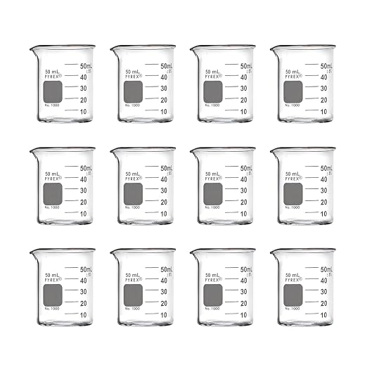 PYREX Griffin Borosilicate Glass Beaker- Low Form Graduated Measuring Beaker with Spout– Premium Scientific Glassware for Laboratories, Classrooms or Home Use - PYREX Chemistry Glassware, 50 mL, 12/Pk - Image 2