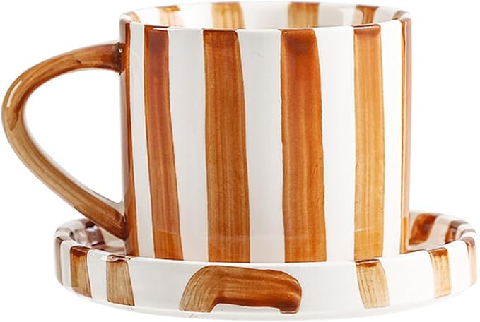 Espresso Cups Ceramic Coffee Mug Series European Striped Dot Coffee Cup And Saucer Mug Cake Plate Afternoon Tea Set Tea Cup And Saucer,B by CACXKEP