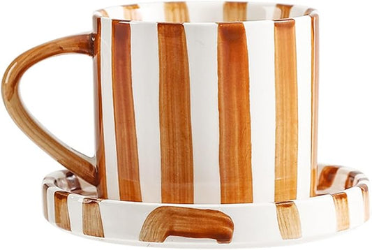 Espresso Cups Ceramic Coffee Mug Series European Striped Dot Coffee Cup And Saucer Mug Cake Plate Afternoon Tea Set Tea Cup And Saucer,B by CACXKEP