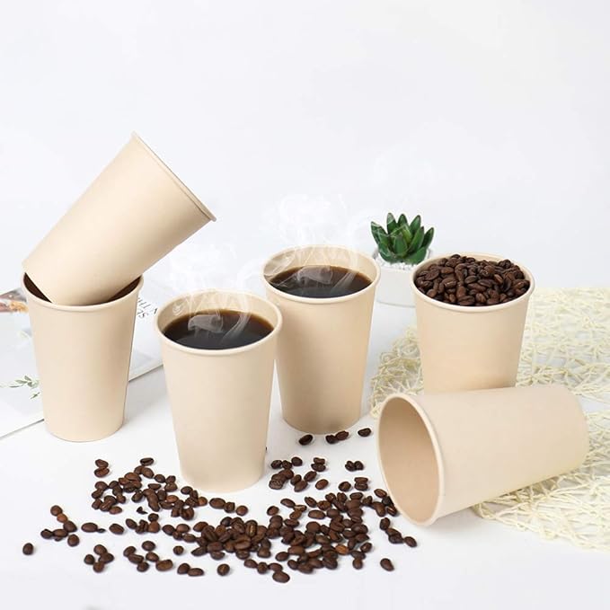 Disposable Coffee Hot Paper Cups Brown 120 Count 10 oz