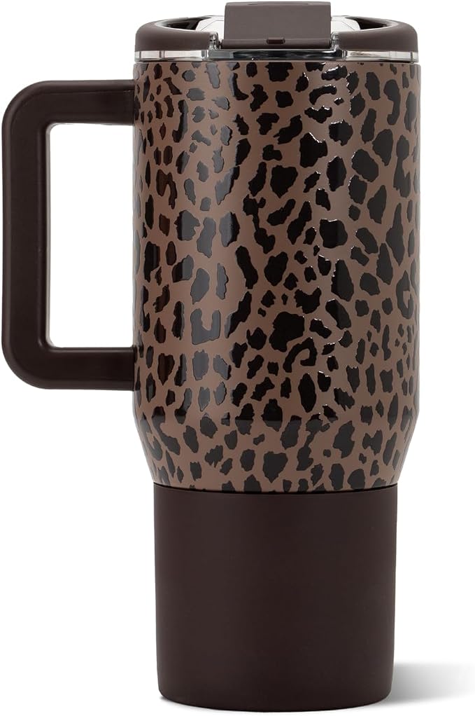 HydroJug Coffee Traveler 20oz Ceramic-Lined Mug with Handle, Brown Leopard - Image 2