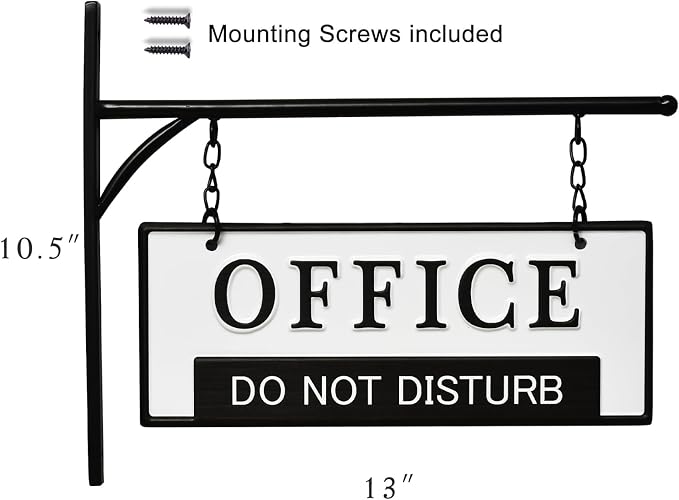 EMAX HOME Wall-Mounted Metal Office Sign – Farmhouse Enamelware 2-Sided Reception/Office Sign, Classic Black and White Design for Professional Spaces - Image 4