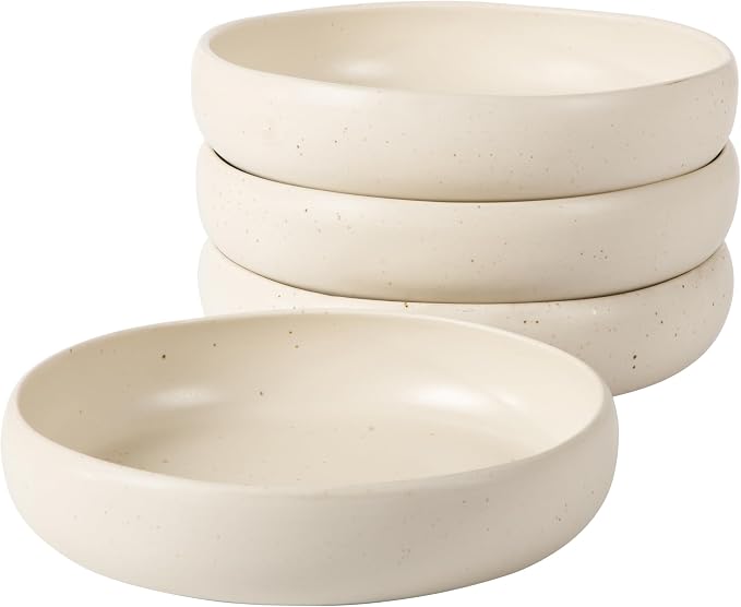 Bloomhouse - Two Time Oprah's Favorite Things Winner - Corsica Clay 4-Piece Meal and Pasta Bowl Set – Sea Salt White Stoneware for Dinner, Serving & Everyday Use by Unknown