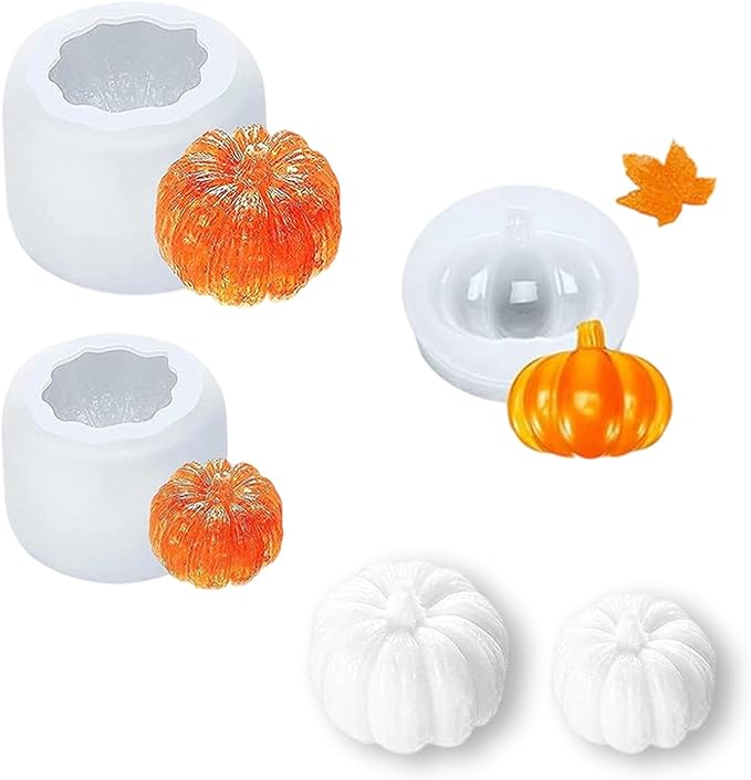 3 Pcs Halloween Silicone Molds,Bat Pumpkin Maple Leaves Fall Chocolate Molds,Funny 3D Autumn Chocolate Candy Mold for Halloween Thanksgiving Cake Pudding Jelly Making